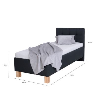 Tapacirani krevet MARIA ONE 90x200 cm sa dušekom i prostorom za odlaganje, antracit