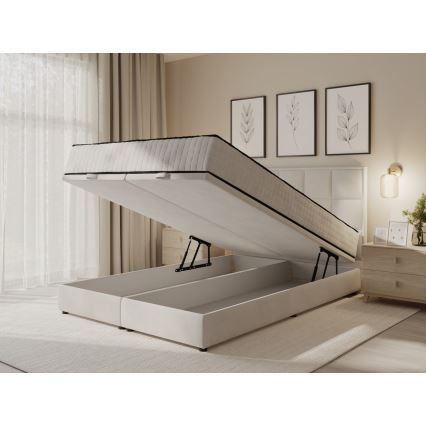 Tapacirani krevet sa dušecima i prostorom za odlaganje GRACE 160x200 cm bež