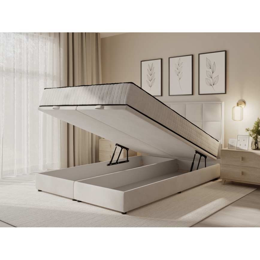 Tapacirani krevet sa dušecima i prostorom za odlaganje GRACE 160x200 cm bež