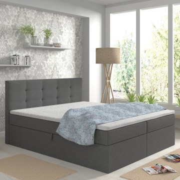 Tapacirani krevet sa dušecima, topperom i prostorom za odlaganje EMBER 180x200 cm antracit