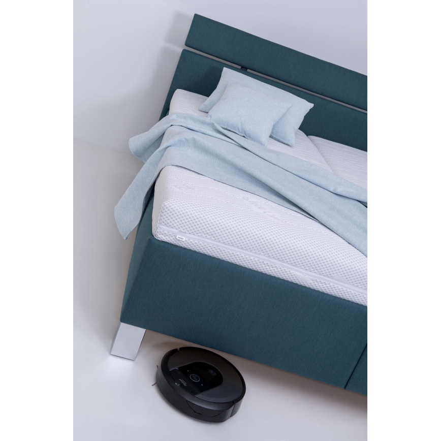 Tapacirani krevet sa dušekom i prostorom za odlaganje ALIS 160x200 cm petrol