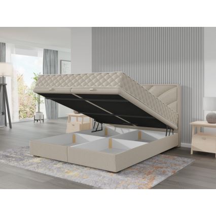 Tapacirani krevet sa madracima i prostorom za odlaganje GINA 160x200 cm bež