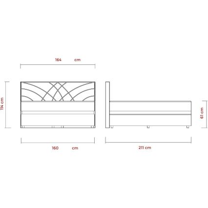 Tapacirani krevet sa madracima i prostorom za odlaganje GINA 160x200 cm bež