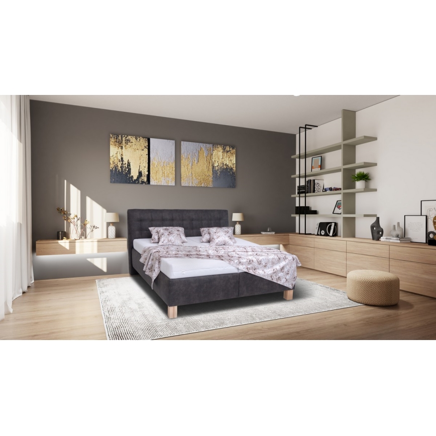 Tapacirani krevet sa prostorom za odlaganje bez dušeka VIOLET 160x200 cm tamno siva