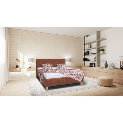 Tapaciran krevet sa prostorom za odlaganje bez dušeka VIOLET 180x200 cm konjak braon