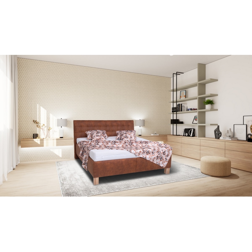 Tapaciran krevet sa prostorom za odlaganje bez dušeka VIOLET 180x200 cm konjak braon