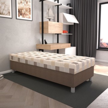 Tapacirani krevet sa prostorom za odlaganje i dušekom GEORGE 90x200 cm braon