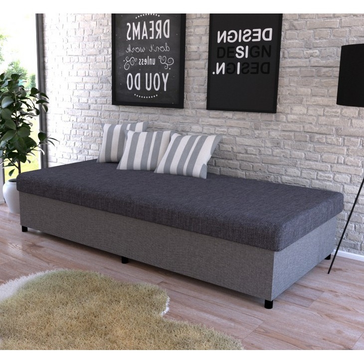 Tapacirani ležaj sa prostorom za odlaganje CORY 80x200 siva