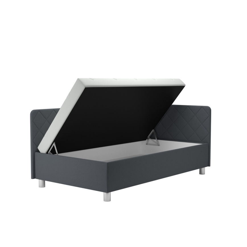 Tapacirani ležaj sa prostorom za odlaganje i dušekom EMILE 110x200 cm siva
