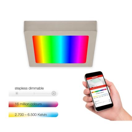 Telefunken 309702TF - LED RGB prigušiva plafonsko svetlo LED/23W/230V 2700-6500 Wi-Fi Tuya mat hrom