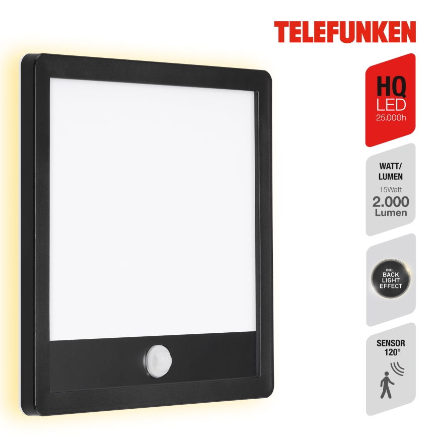 Telefunken 313805TF - LED spoljna zidna svetiljka sa senzorom LED/15W/230V IP44