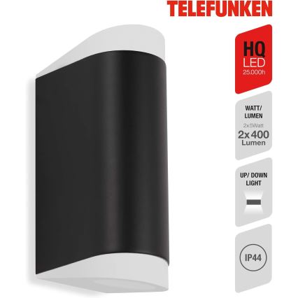 Telefunken 314905TF - LED spoljašnja zidna lampa 2xGU10/5W/230V IP44 crna