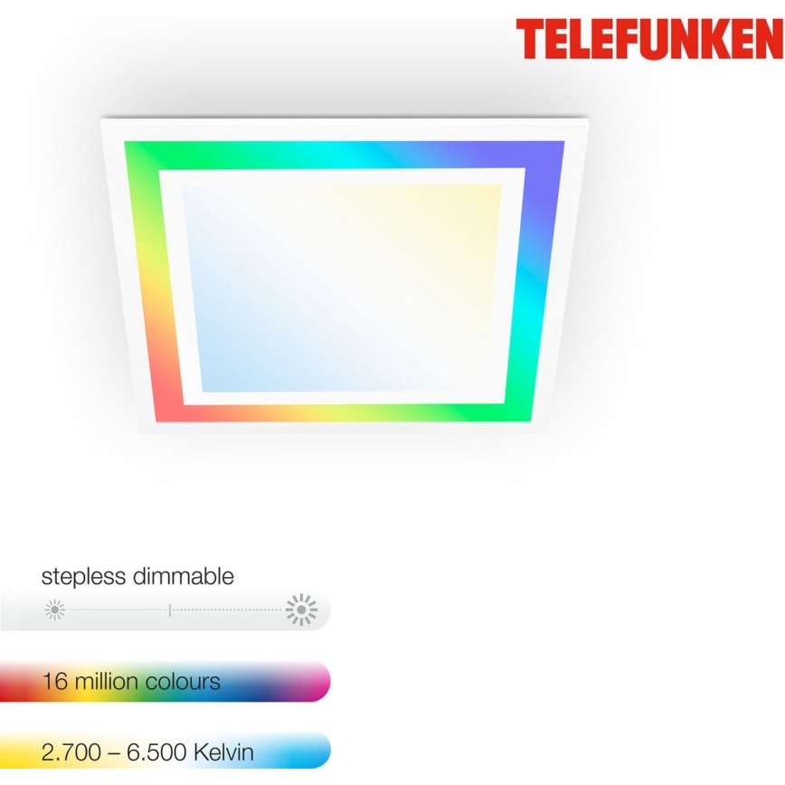 Telefunken 318806TF - LED RGBW prigušiva plafonska svetiljka LED/24W/230V 3000-6500K + daljinski upravljač