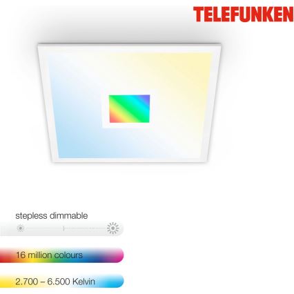 Telefunken 319106TF - LED RGBW prigušiva plafonska svetiljka LED/24W/230V 2700-6500K bela + daljinski upravljač
