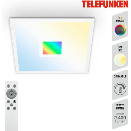 Telefunken 319106TF - LED RGBW prigušiva plafonska svetiljka LED/24W/230V 2700-6500K bela + daljinski upravljač