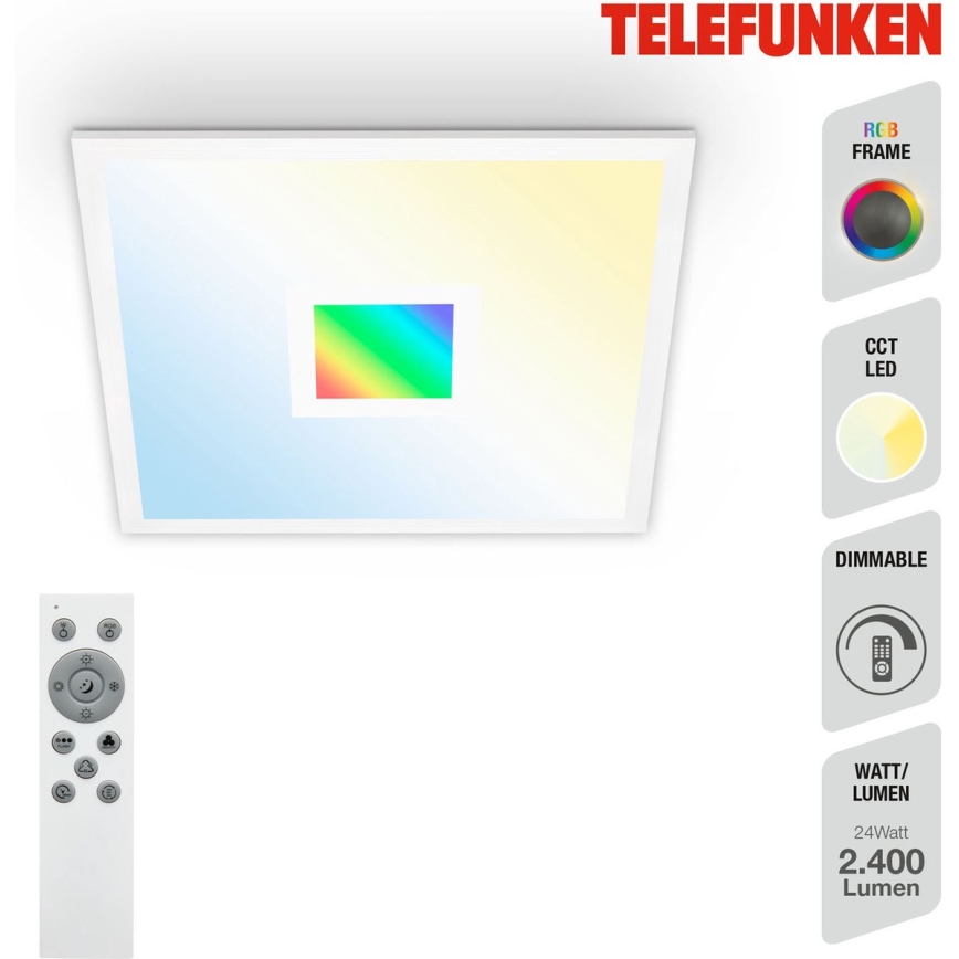 Telefunken 319106TF - LED RGBW prigušiva plafonska svetiljka LED/24W/230V 2700-6500K bela + daljinski upravljač