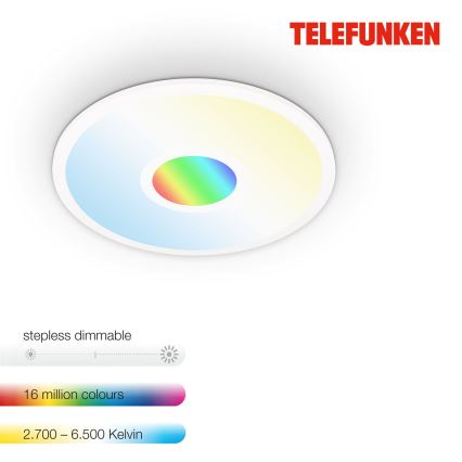 Telefunken 319306TF - LED RGBW prigušiva svetiljka LED/22W/230V 2700-6500K + daljinski upravljač