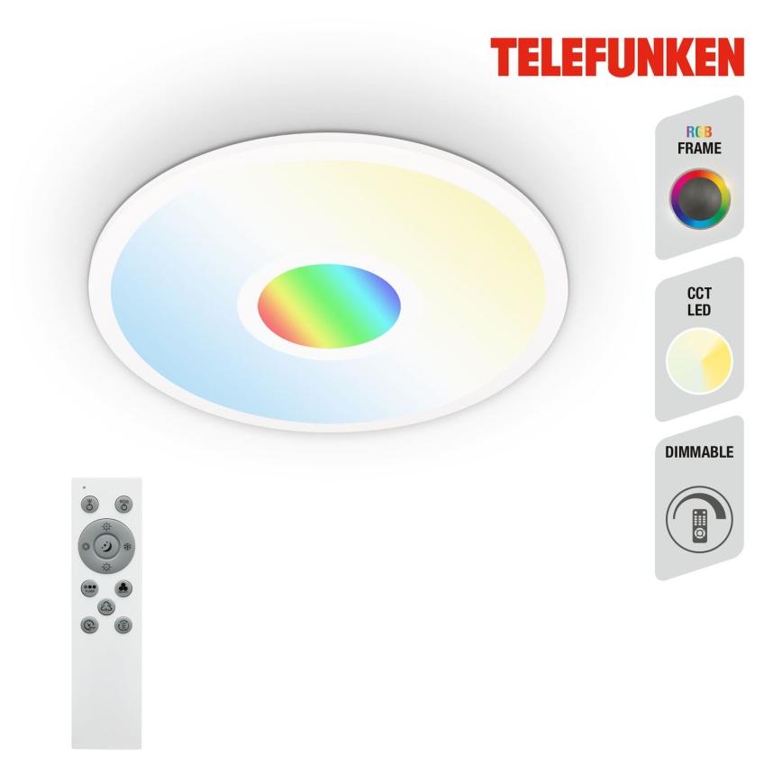 Telefunken 319306TF - LED RGBW prigušiva svetiljka LED/22W/230V 2700-6500K + daljinski upravljač