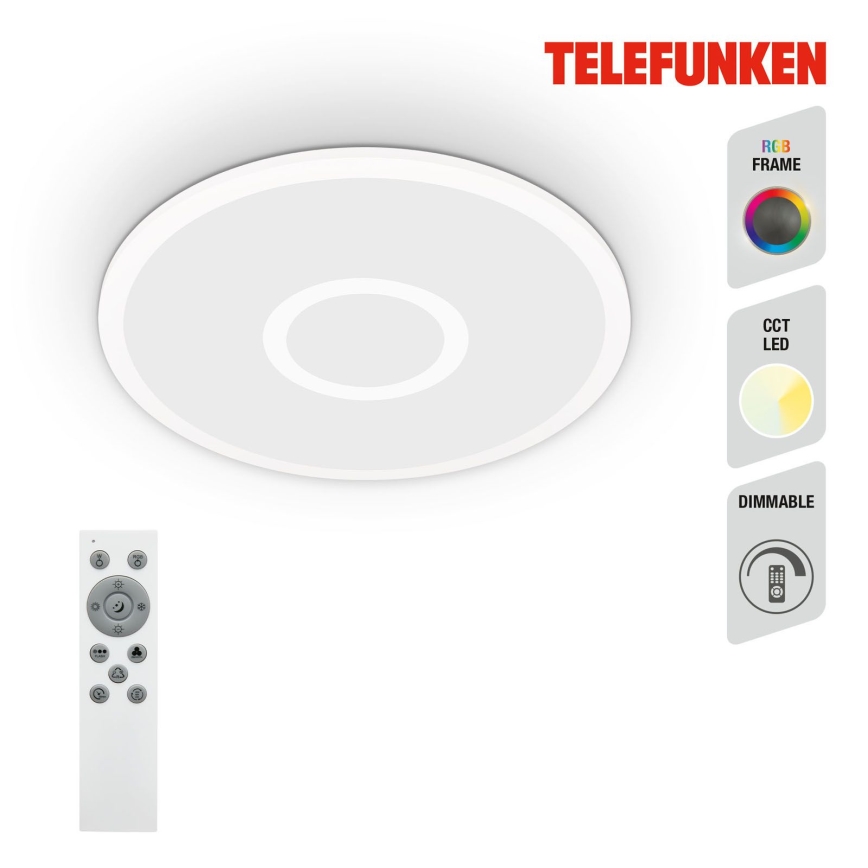 Telefunken 319306TF - LED RGBW prigušiva svetiljka LED/22W/230V 2700-6500K + daljinski upravljač