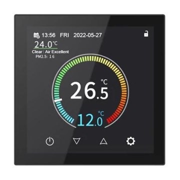 Termostat za podžbuknu ugradnju 230V, crni, Wi‑Fi Tuya