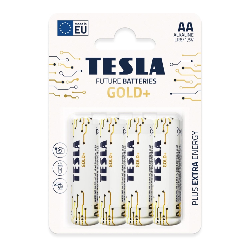 Tesla Batteries - 4 kom AA alkalnih baterija GOLD+ 1,5V 3200 mAh