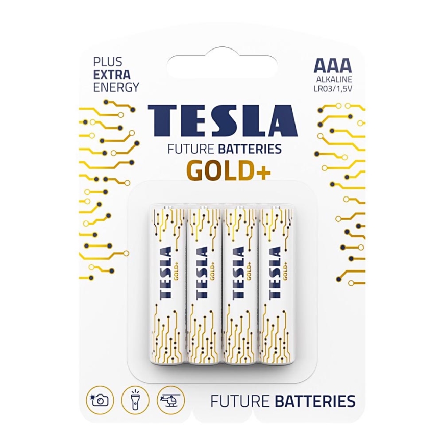 Tesla Batteries - 4 kom alkalne AAA baterije GOLD+ 1,5V 1350 mAh