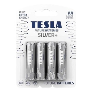 Tesla Batteries - 4 kom alkalnih AA baterija SILVER+ 1,5V 2900 mAh