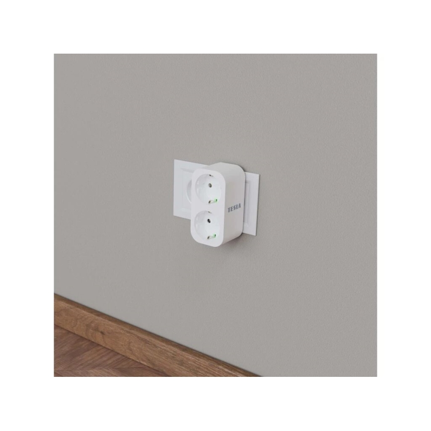 TESLA Smart - Pametna razvodna utičnica 2x16A/230V Tip F Wi-Fi Tuya