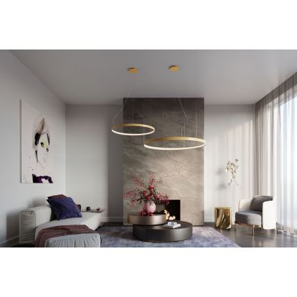 Thoro TH.223 - LED Luster na sajli RIO LED/21W/230V CRI 98 4000K prečnik 55 cm zlatna