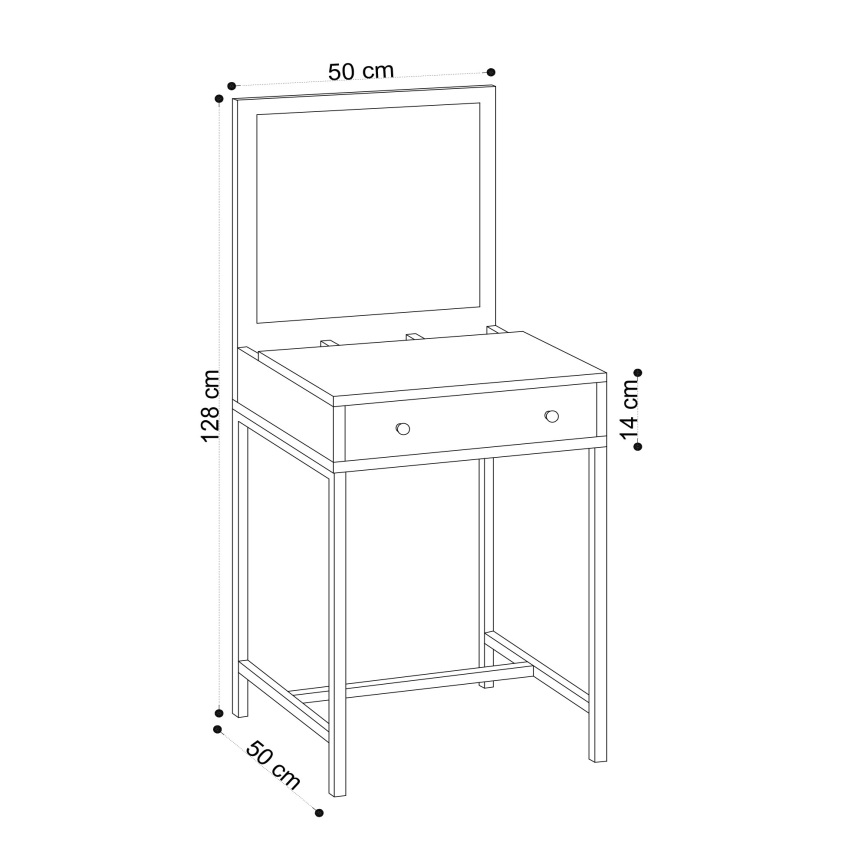 Toaletni sto MARY 128x50 cm braon/crna