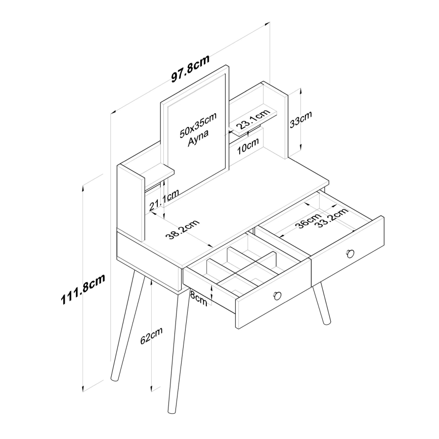 Toaletni stočić 111,8x97,8 cm beo