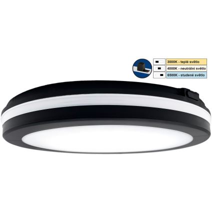 Top Light - LED kupatilsko svetlo COMET LED/24W/230V 3000/4000/6500K IP54 prečnik 30 cm crna