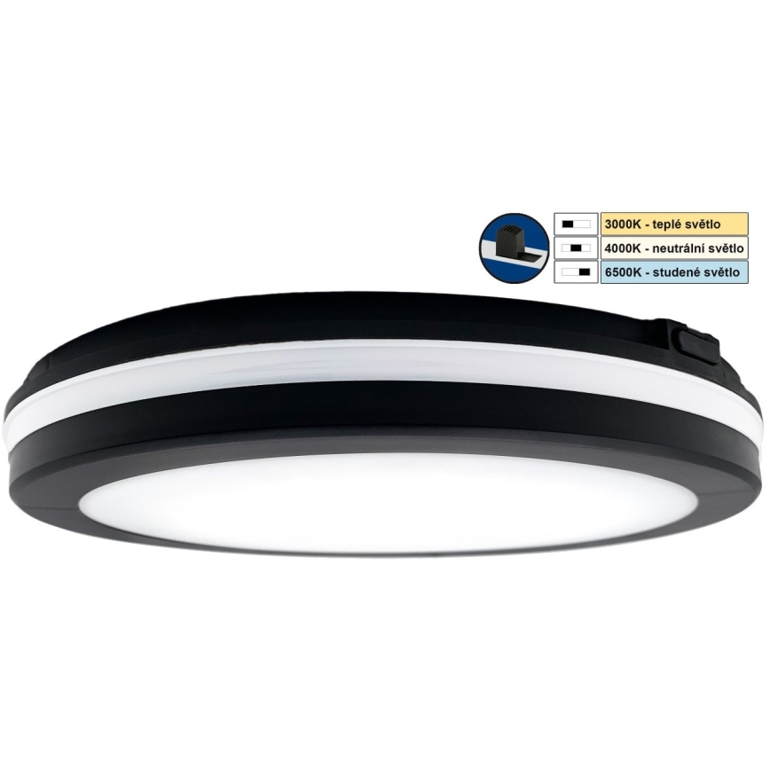 Top Light - LED kupatilsko svetlo COMET LED/24W/230V 3000/4000/6500K IP54 prečnik 30 cm crna