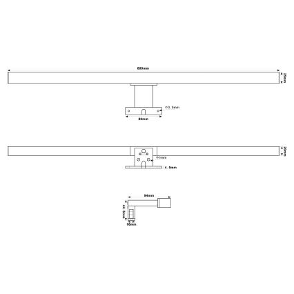 Top Light - LED osvetljenje za kupatilsko ogledalo OREGON LED/9W/230V 60 cm IP44