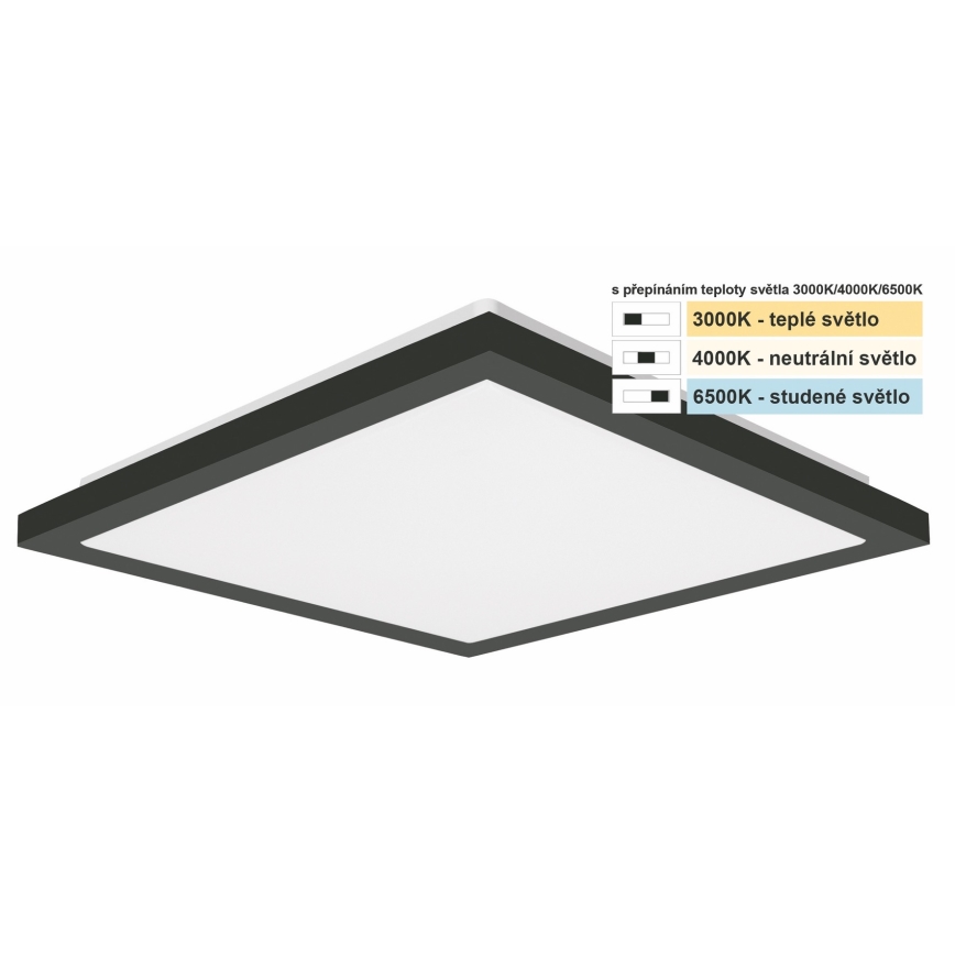 Top Light - LED plafonsko svetlo za kupatilo ONYX LED/10W/230V IP44 3000/4000/6500K 28x28 cm crna