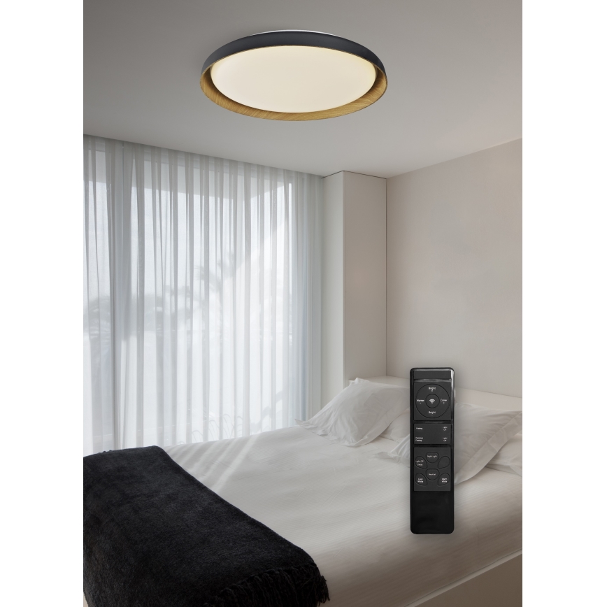 Top Light - LED prigušiva plafonska lampa SATELLITE LED/36W/230V 3000-6500K Ø 43 cm crna/braon + daljinski upravljač