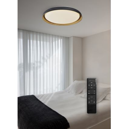 Top Light - LED prigušiva plafonska svetiljka SATELLITE LED/48W/230V 3000-6500K prečnik 53 cm crna/smeđa + daljinski upravljač