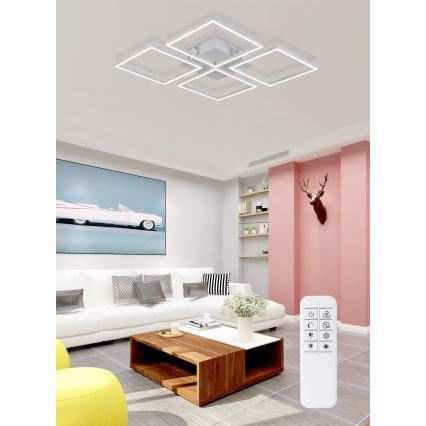 Top Light - LED prigušiva plafonska svetiljka RIVIERA 4xLED/16,25W/230V, četvrtasta, bela + daljinski upravljač
