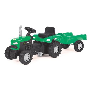 Traktor na pedale s prikolicom, crne i zelene boje