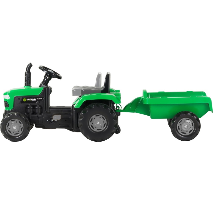 Traktor na pedale s prikolicom, crne i zelene boje