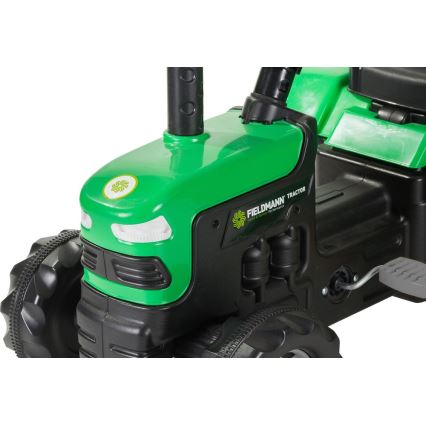 Traktor na pedale s prikolicom, crne i zelene boje
