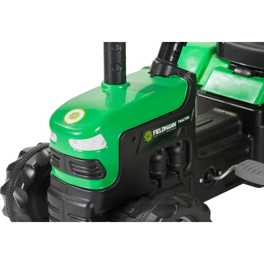 Traktor na pedale s prikolicom, crne i zelene boje