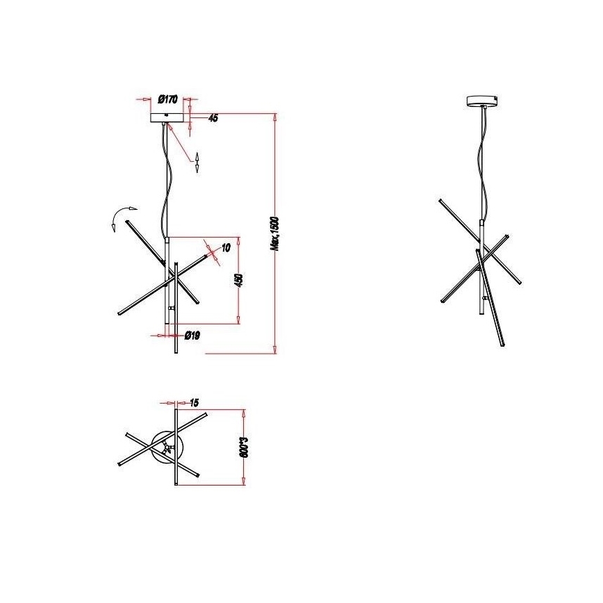 Trio - LED prigušiva luster na sajli TIRIAC 3xLED/7,5W/230V