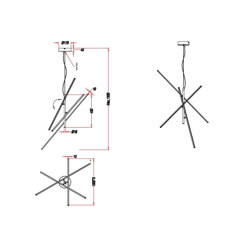 Trio - LED prigušiva luster na sajli TIRIAC 3xLED/8,5W/230V bela