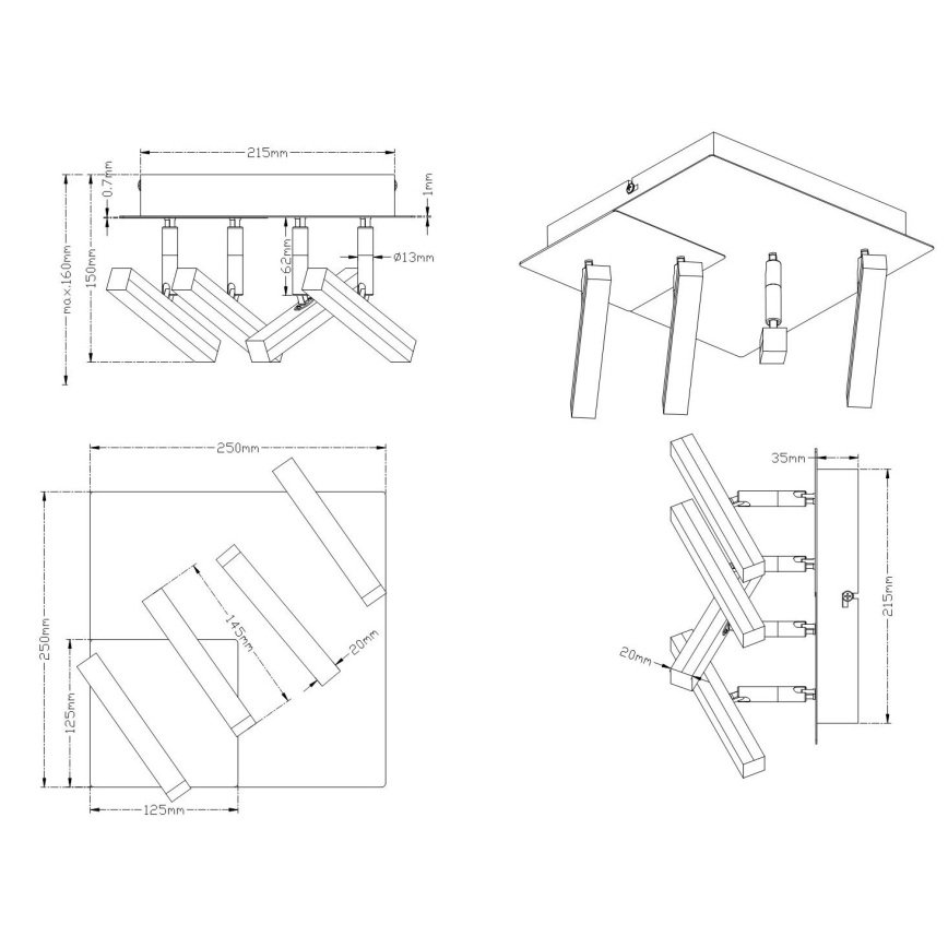 Trio - LED spot svetiljka OPIUM 4xLED/4,5W/230V