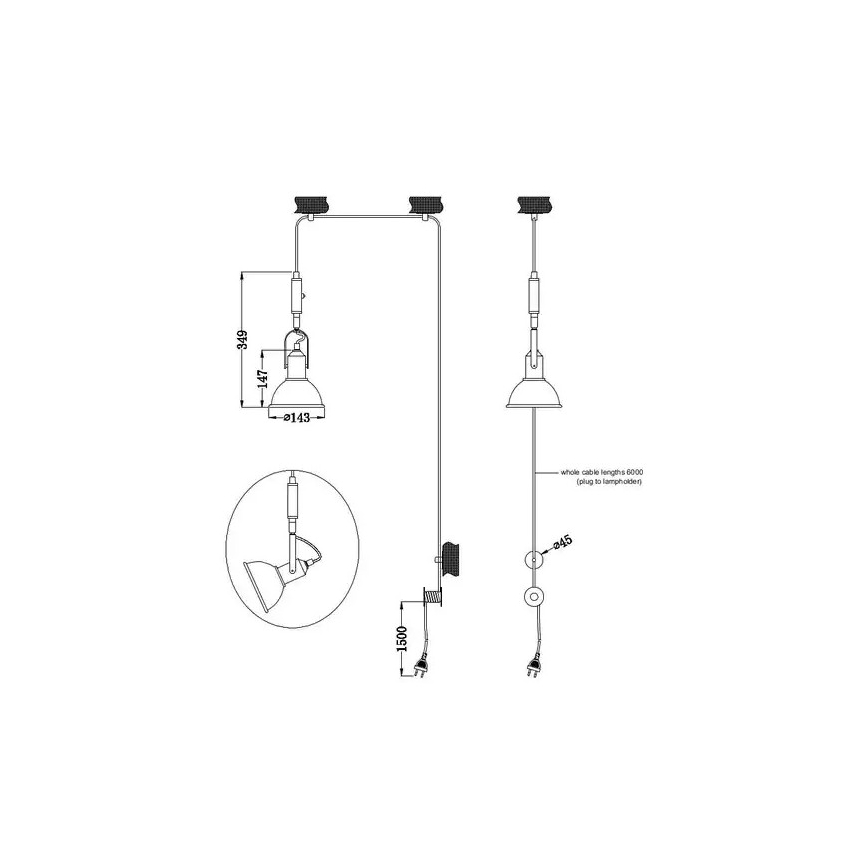 Trio - Luster na sajli CARLOTTA 1xE14/28W/230V