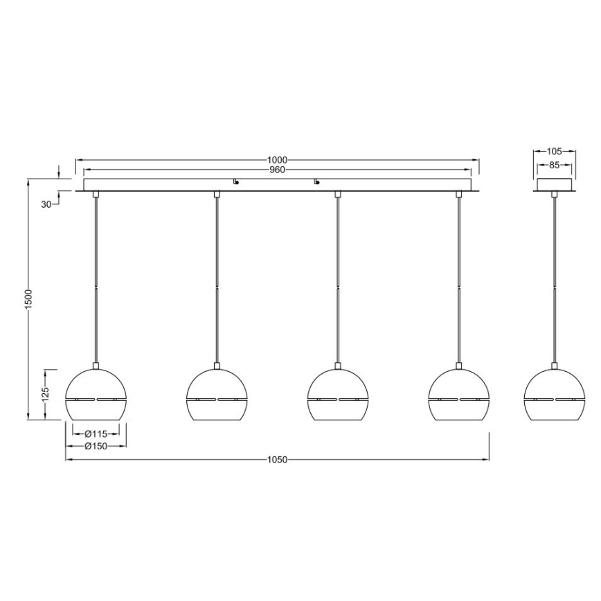 Trio - Luster na sajli FLETCHER 4xE14/40W/230V mesing