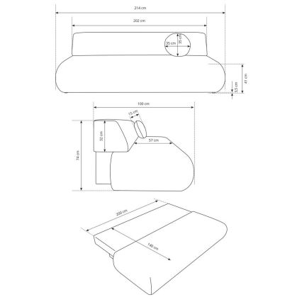Trosed na razvlačenje sa prostorom za odlaganje PRATO bež