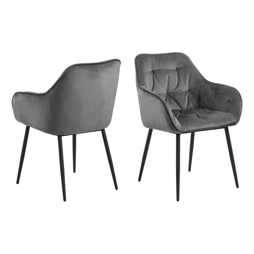 Trpezarijska stolica AYLIN sa naslonima za ruke, 1 kom, tamno siva