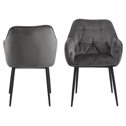 Trpezarijska stolica AYLIN sa naslonima za ruke, 1 kom, tamno siva